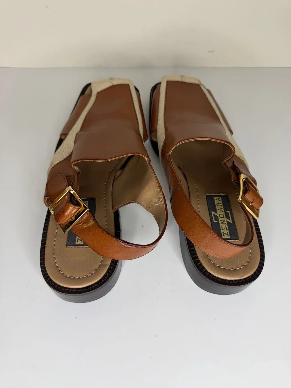 Zengara Sandals Vintage Fisherman Strappy Tan Brown Leather Shoes Mens Size 9M
